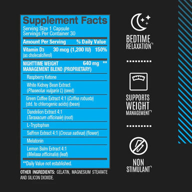 BPI Sports Nite Burn 30 servicios informacion nutricional