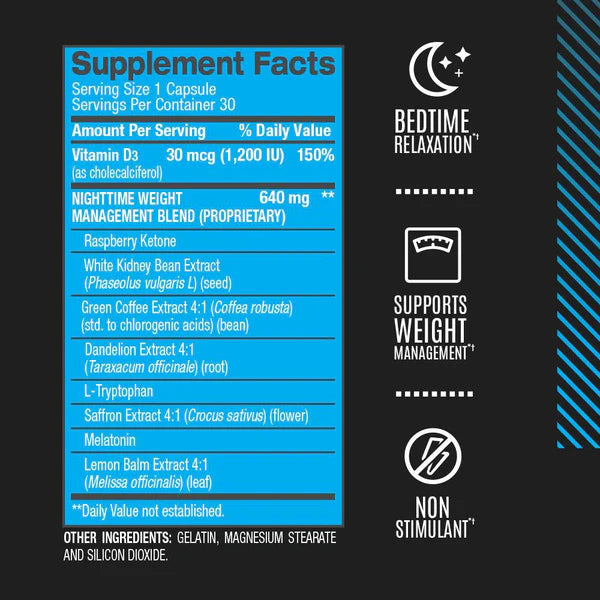 BPI Sports Nite Burn 30 servicios informacion nutricional