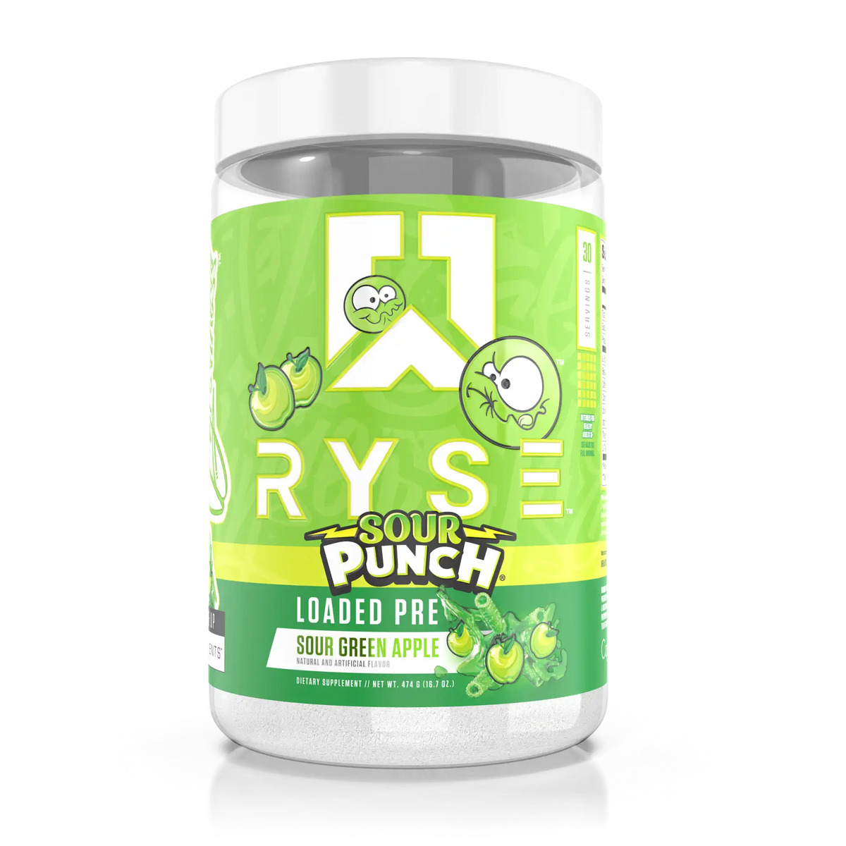 Ryse Loaded Pre Entreno Sour Punch 435Gr 30 Servicios sour green apple