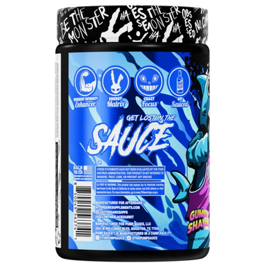 Afterdark + Pump Sauce Inhuman Extra Saucy Pre Entreno 21 Servicios Gummy sharks Portada 2