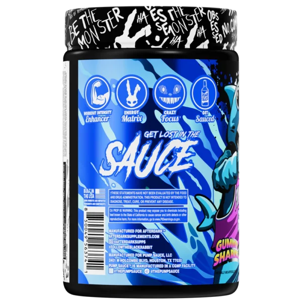 Afterdark + Pump Sauce Inhuman Extra Saucy Pre Entreno 21 Servicios Gummy sharks Portada 2