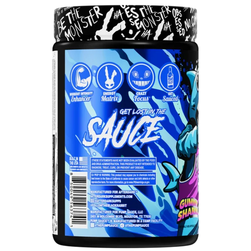 Afterdark + Pump Sauce Inhuman Extra Saucy Pre Entreno 21 Servicios Gummy sharks Portada 2
