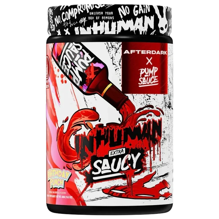 Afterdark + Pump Sauce Inhuman Extra Saucy Pre Entreno 21 Servicios Birthday Punch