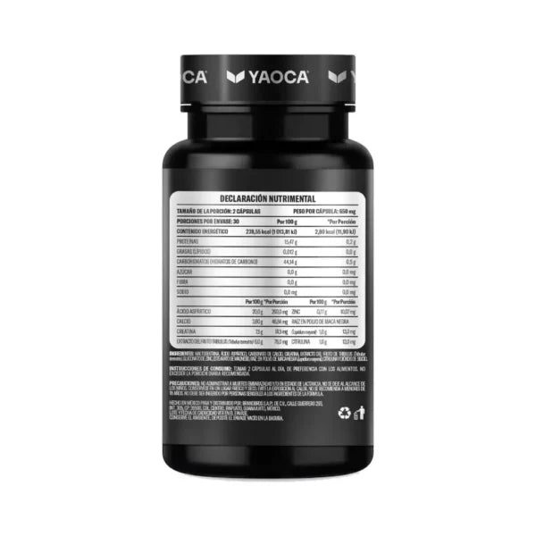 YAOCA Men’s Testo 60 Capsulas Informacion nutricional 2