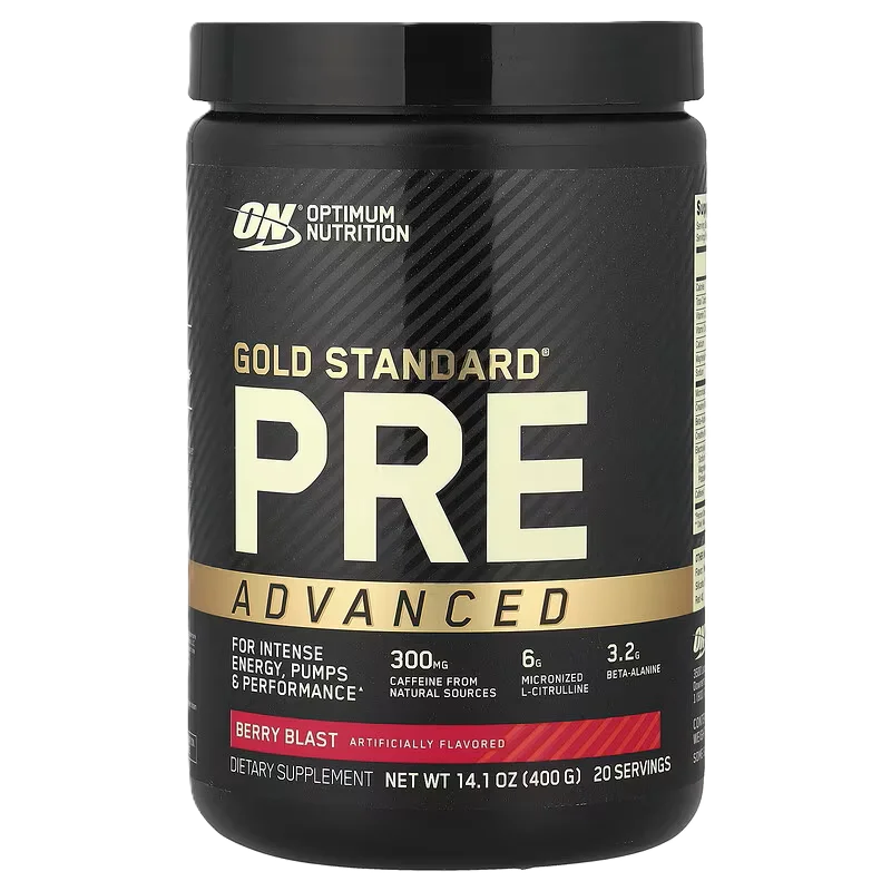 ON Gold Standard Pre Advanced 20 servicios Berry Blast Portada