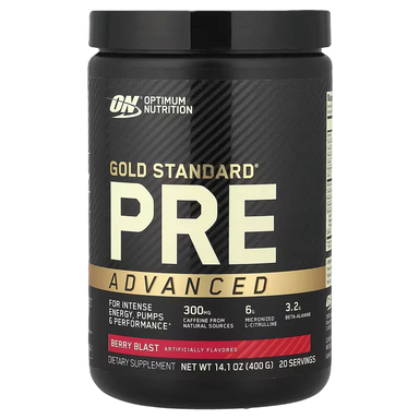 ON Gold Standard Pre Advanced 20 servicios Berry Blast Portada