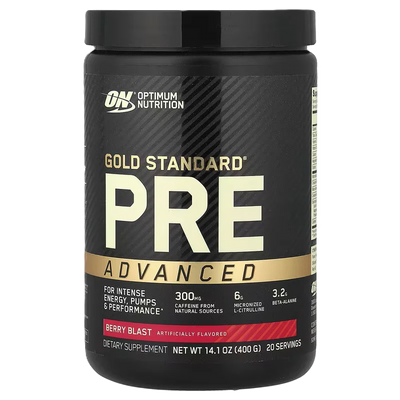 ON Gold Standard Pre Advanced 20 servicios Berry Blast Portada