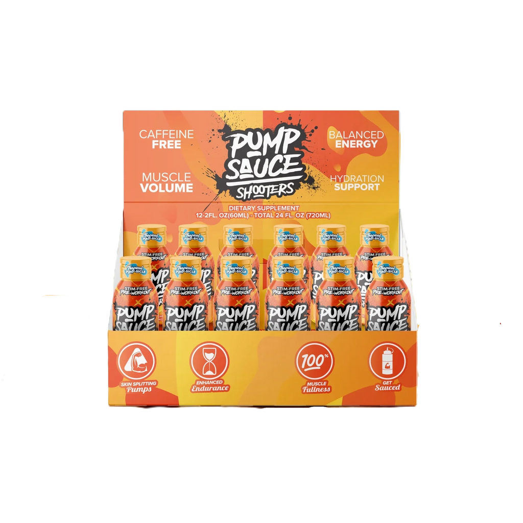Pump Sauce Shooters Stim-Free Pre Entreno 12pack 60ml tropical pump sicel