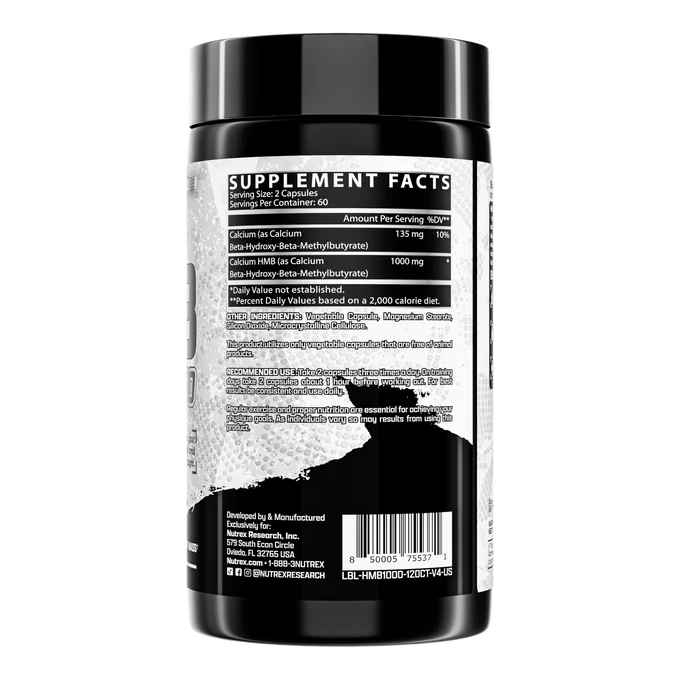 Nutrex Black Hmb 1000 120 Capsulas informacion nutricional