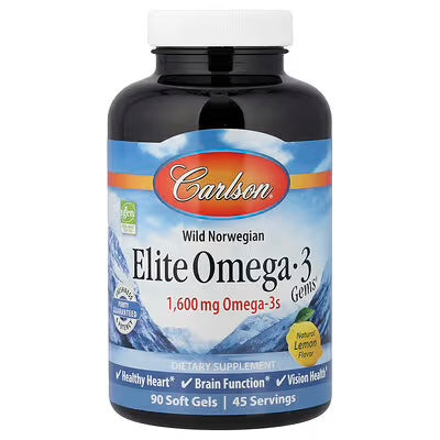 Carlson Labs Elite Omega 3 1600 Mg 90 Softgels Sabor Limón