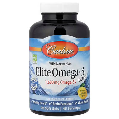 Carlson Labs Elite Omega 3 1600 Mg 90 Softgels Sabor Limón