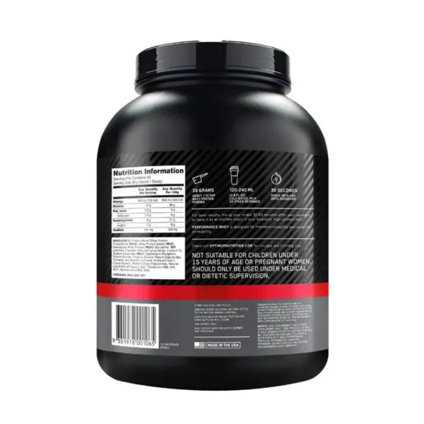 Optimum Nutrition Proteina Performance 100% Whey Protein 4 Lbs Proteina Performance 100% Whey Protein 4 Lbs vainilla softserve Informacion nutricional 2