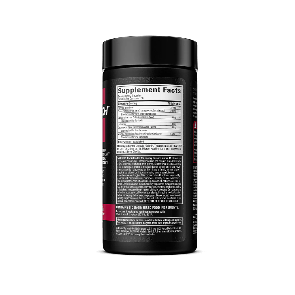 Muscletech Hydroxycut hardcore elite 100 caps Informacion Nutricional
