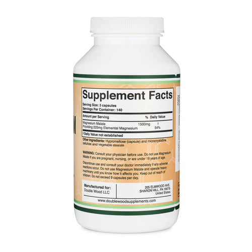 Double Wood Malato De Magnesio 500 Mg 420 Capsulas informacion nutricional 2