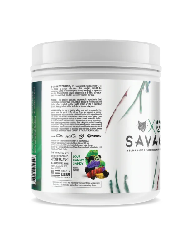 Panda & Black Magic Savage 40 Serv Pre Entreno Sabor Sour Gummy Candy Portada 2
