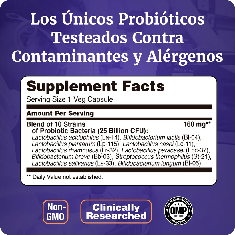 Now Foods Probiotico 25 Billones 30 Capsulas informacion nutricional