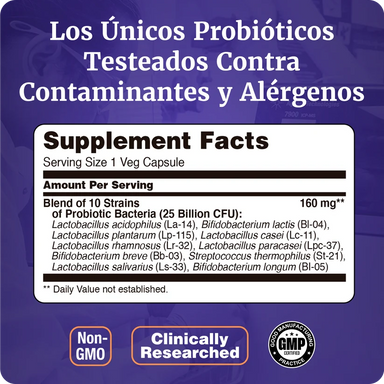 Now Foods Probiotico 25 Billones 30 Capsulas informacion nutricional