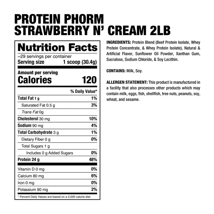 Dragon Pharma ProteinPhorm 2 Lbs 29 Servicios Informacion nutricional