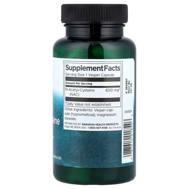 Swanson Nac 600 Mg 100 Capsulas Informacion nutricional