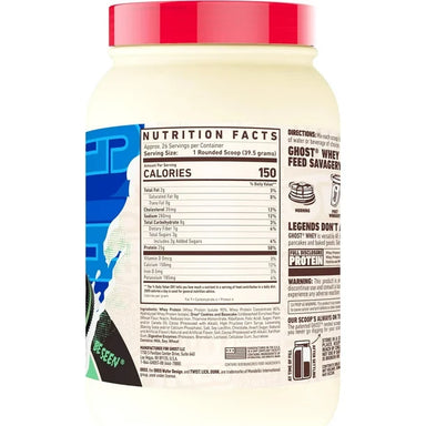 Proteina Ghost Whey 2 Lbs 26 Servicios Sabor Oreo Mint Informacion nutricional