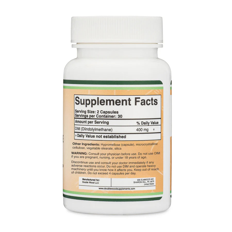 Double Wood DIM (Diindolilmetano) 400mg 60 Capsulas Informacion nutricional