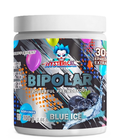 Hysterical Bipolar Pre Entreno 300gr 30 Servicios mora azul