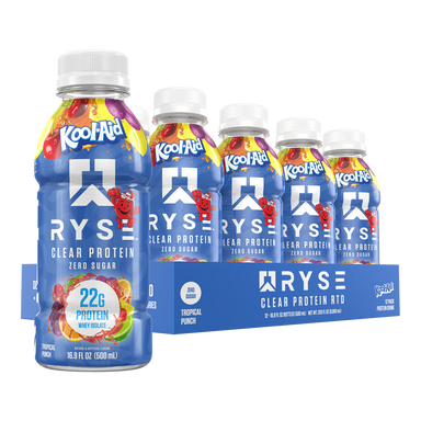Ryse Clear Whey Proteina Drink 12 pack Kool Aid Tropical punch Portada