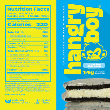 Hangryboy Protein Cookie 12 Pack Cookies and Cream Informacioin nutricional
