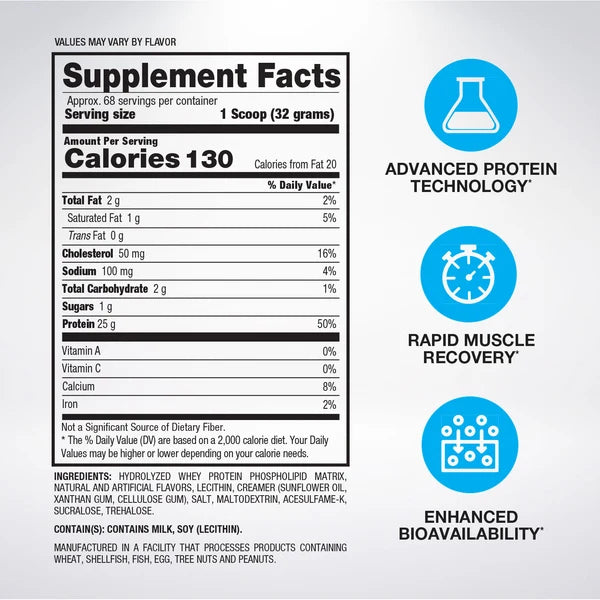 BPI Sports Proteina Hydro HD Whey 5 Lbs informacion nutricional