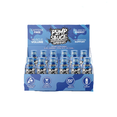 Pump Sauce Shooters Stim-Free Pre Entreno 12pack 60ml tropical gummy sharks