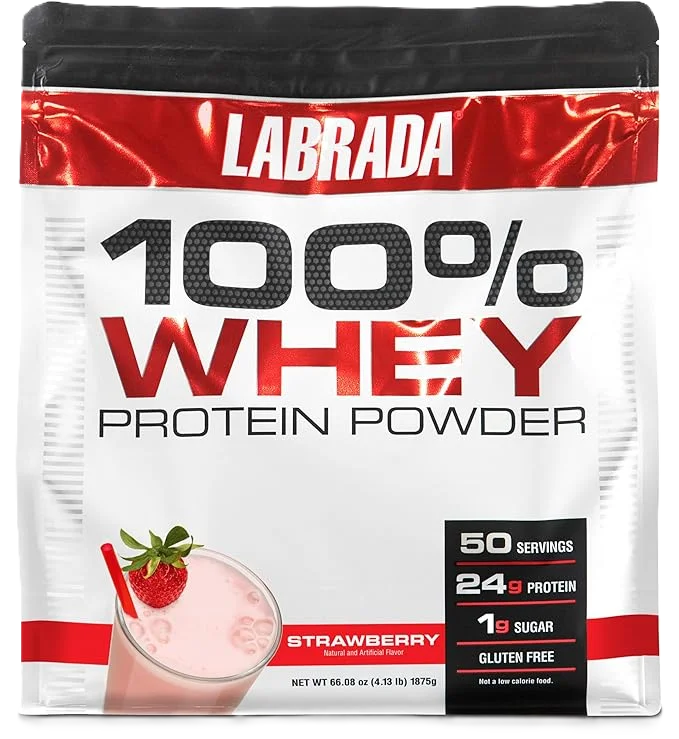 Labrada Proteina 100% Whey 4 Libras 50 Servicios fresa