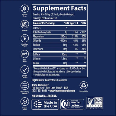 Trace Minerals Concentrace Trace Mineral Drops 237 ml informacion nutricional