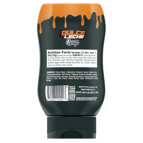 Dragon Pharma Dips Dulce de Leche Syrup 335gr Informacion nutrional