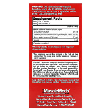 43 Supplements Creatina Monohidratada 1 Kg 200 Servicios Musclemeds Stemtropin 60 cáps informacion nutricional