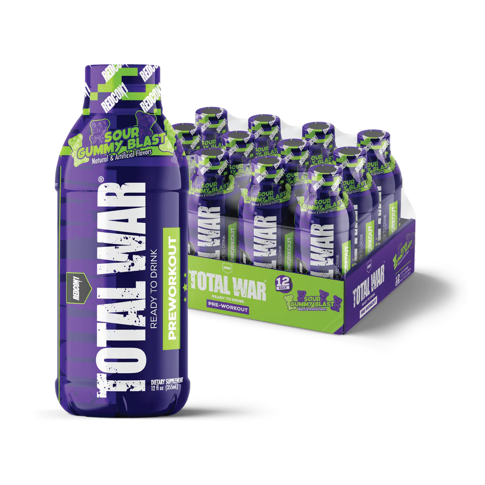 Redcon1 Total War Ready To Drink Pre Entreno 12 Pack Sour Gummy blast Portada