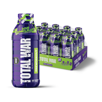 Redcon1 Total War Ready To Drink Pre Entreno 12 Pack Sour Gummy blast Portada