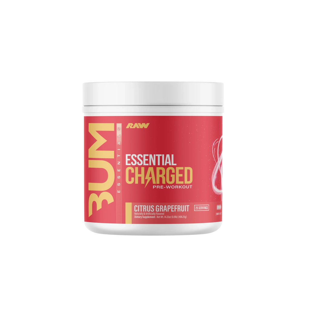 Raw Nutrition Bum Essentials Charged Pre Entreno 25 Servicios citrus grapefruit