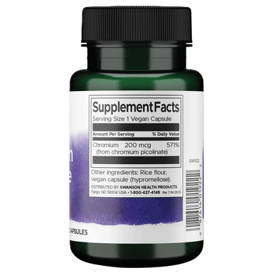 SWANSON CHROMIUM PICOLINATE 60 CAPS informacion nutricional