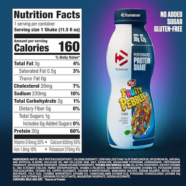 Dymatize Ready To Drink Proteina Shake 12 pack Fruity Pebbles Informacion nutricional