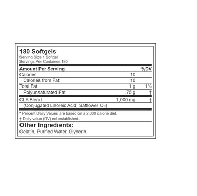 Evlution Nutrition Cla 1000 180 Capsulas informacion nutricional