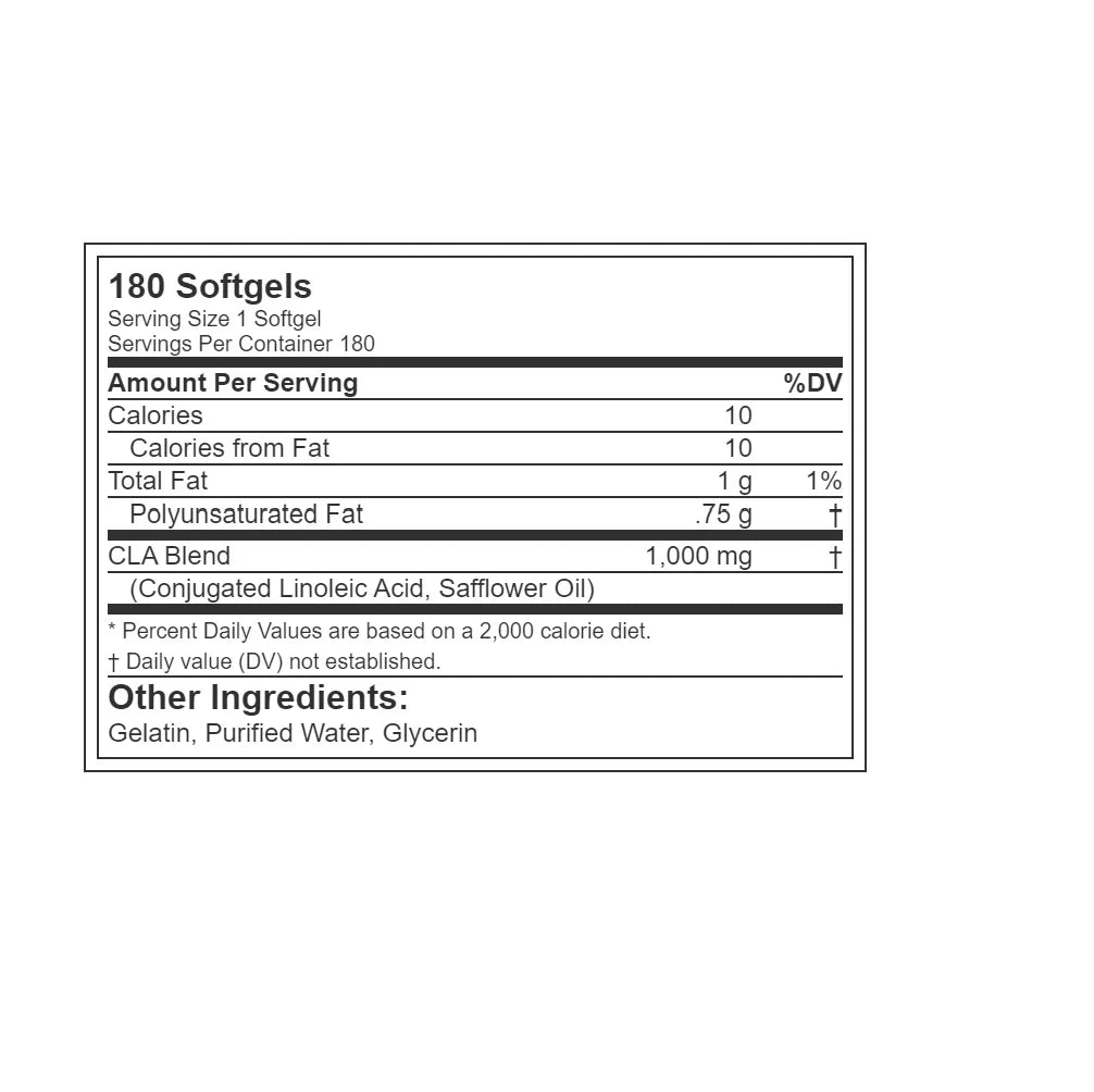 Evlution Nutrition Cla 1000 180 Capsulas informacion nutricional