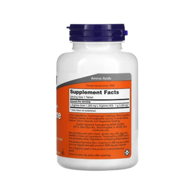 Now Foods L- Arginina 1000mg 120 Tabletas Informacion Nutricional