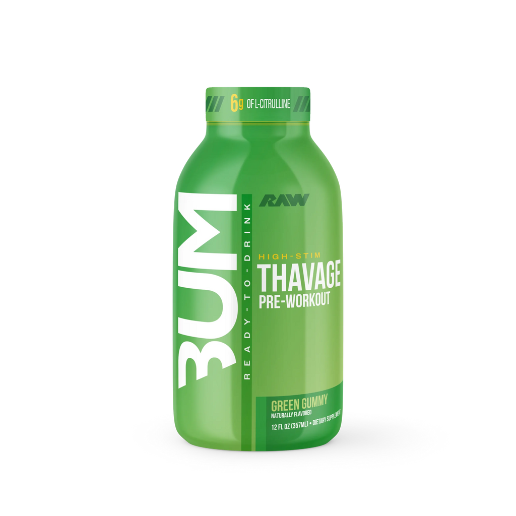 Raw Nutrition Thavage Drink Pre Entreno 12oz 12 Pack green gummy
