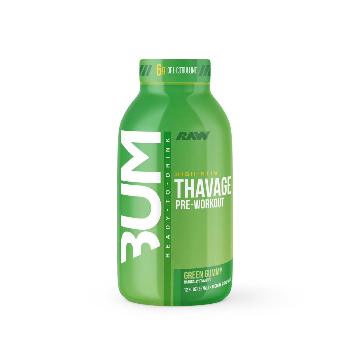 Raw Nutrition Thavage Drink Pre Entreno 12oz 12 Pack green gummy