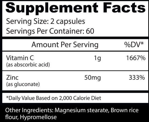 Insane Vitamin C 120 Caps- Asylum Cabinet Multivitaminico informacion nutricional