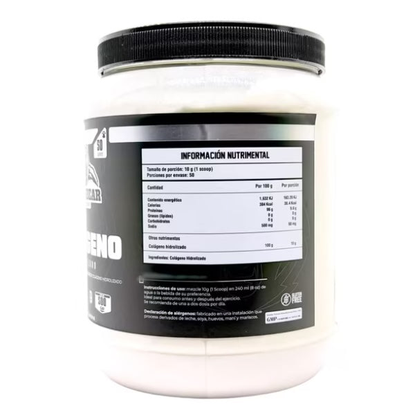 BlackBear Colageno 500 gr 50 Serv Informacion nutricional