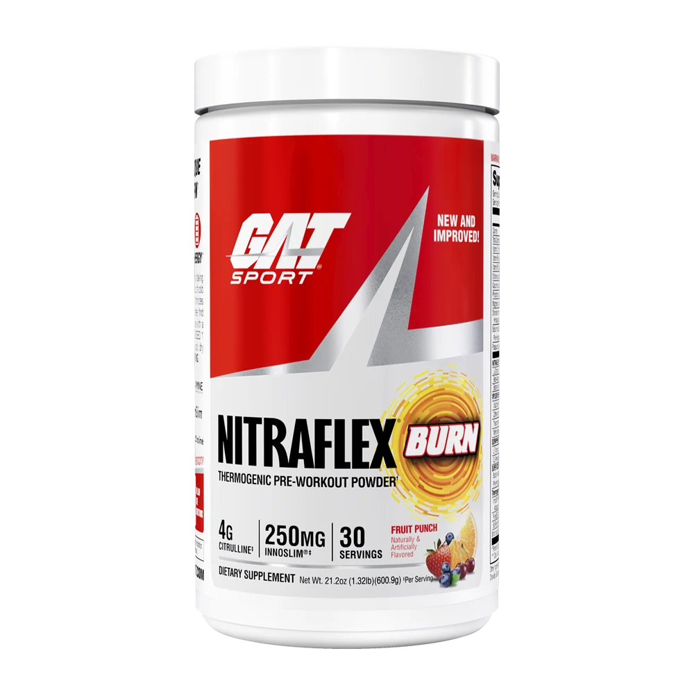 GAT Nitraflex Burn Formula Mejorada 30 Servicios (600gr.) Fruit Punch Portada