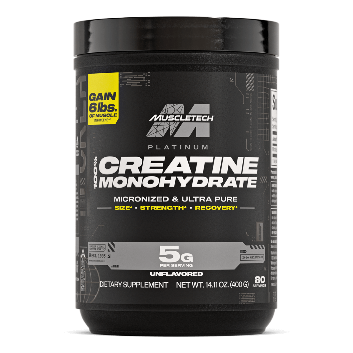 Muscletech Platinum 100 % Creatina Monohidratada 400 gramos 80 servicios