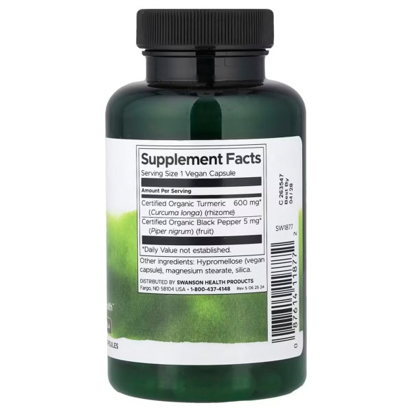Swanson Turmeric & Black Pepper 90 Veg Capsula Informacion nutricional