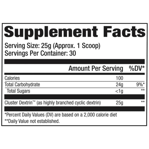 GAT Sport Cyclic Dextrin 750gr 30 Servicios informacion nutricional